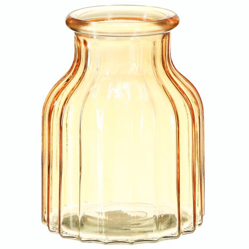 Blomstervase glas orange retro design Ø11cm H14,5cm 2stk