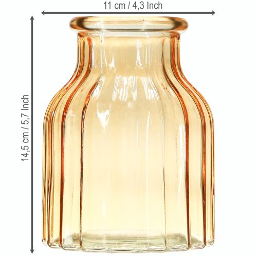 Artikel Blomstervase glas orange retro design Ø11cm H14,5cm 2stk