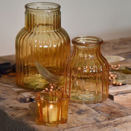 Artikel Blomstervase glas orange retro design Ø11cm H14,5cm 2stk