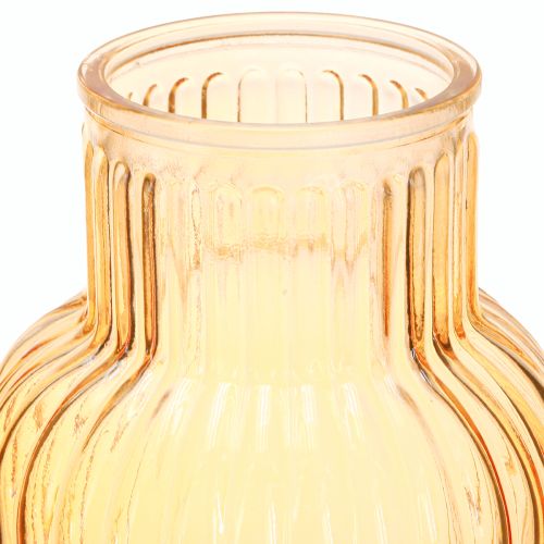 Artikel Blomstervase glas i orange retro riller Ø13,5cm H20cm
