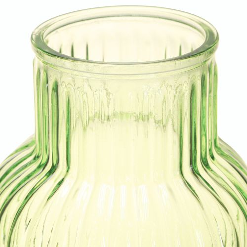 Artikel Blomstervase retro grøn glas vase riller Ø13,5cm H20cm
