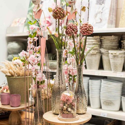 Floristik24 Blomstervase af glas, bordvase tofarvet ægte glas klar, sølv H30cm
