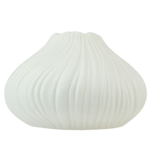 Artikel Blomstervase keramisk løgform hvid Ø13cm H13,5cm 2stk