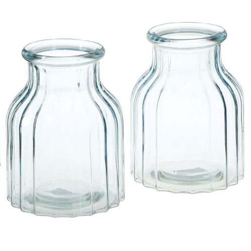 Artikel Blomstervaser glasriller design blå Ø11cm H14,5cm 2 stk.