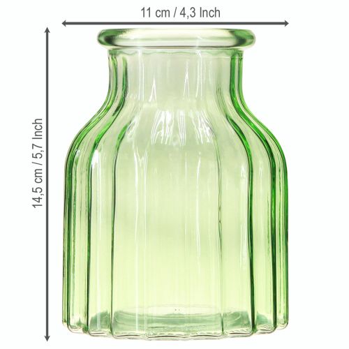 Artikel Blomstervaser grøn glas dekoration retro Ø11cm H14,5cm 2stk