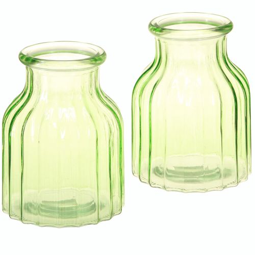 Artikel Blomstervaser grøn glas dekoration retro Ø11cm H14,5cm 2stk