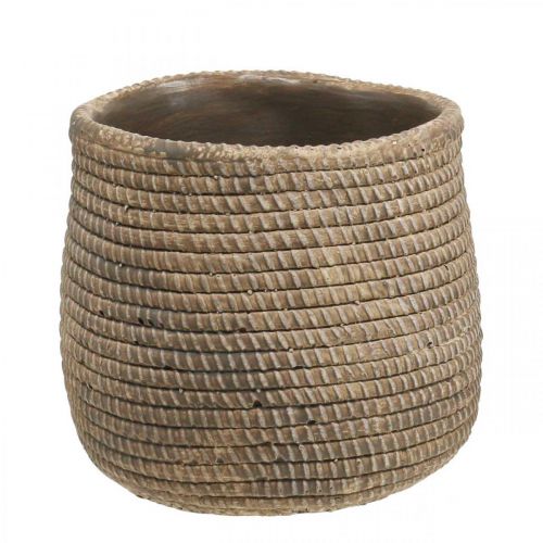 Floristik24 Boho urtepotte flettet mønster plantekasse keramik Ø12cm H14cm 2stk