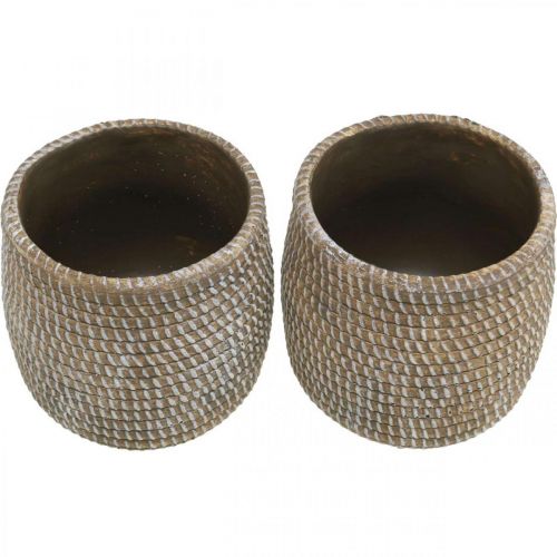 Artikel Boho urtepotte cachepot keramisk flettet look Ø9cm H10,5cm 2stk