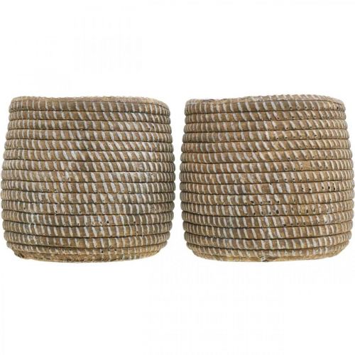 Artikel Boho urtepotte cachepot keramisk flettet look Ø9cm H10,5cm 2stk