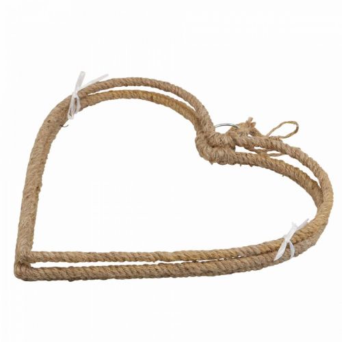 Floristik24 Boho stil, hjerte metal ring dekorativt ring jute bånd B33cm 3 stk