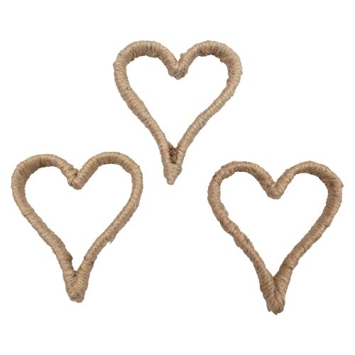 Boho stil hjerte metal ring dekoration jute bånd 11cm 6 stk