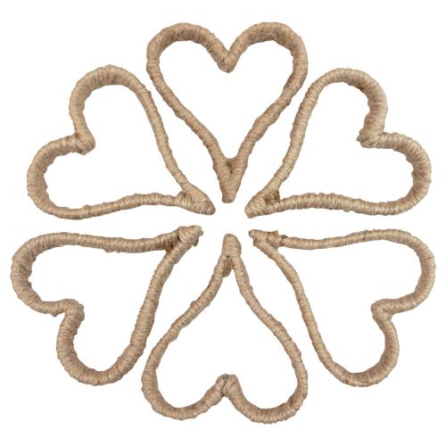 Floristik24 Boho stil hjerte metal ring dekorativ ring jute bånd 11cm 6 stk