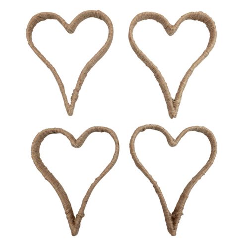Floristik24 Boho stil, hjerte metal ring dekorative ring jute bånd 20cm 4 stk
