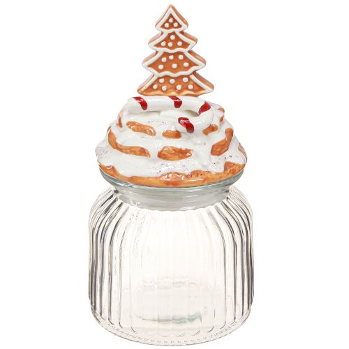 Floristik24 Julebonbonniere glas, gran kagedåse Ø11cm H21cm