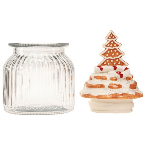 Artikel Julebonbonniere glas, gran kagedåse Ø11cm H21cm