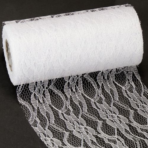 Artikel Bred blondebånd bordløber hvid blonde 150mm 10m