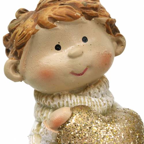 Artikel Dekorative figurer lillebror og søster guld, glitter 10 / 6,5 cm sæt med 2