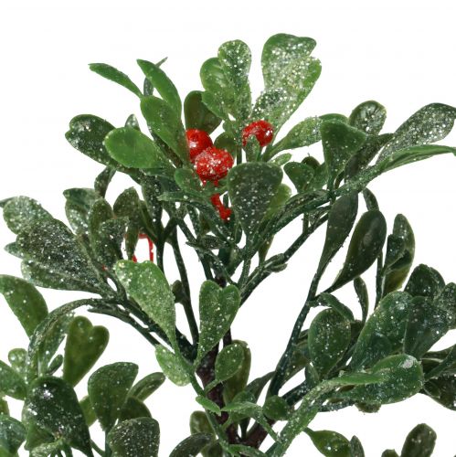 Artikel Kunstig gren vintergrønne røde bær glitter frost 36cm