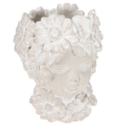 Buste lavet af støbt sten skulptur kvinde planter antik H21,5cm