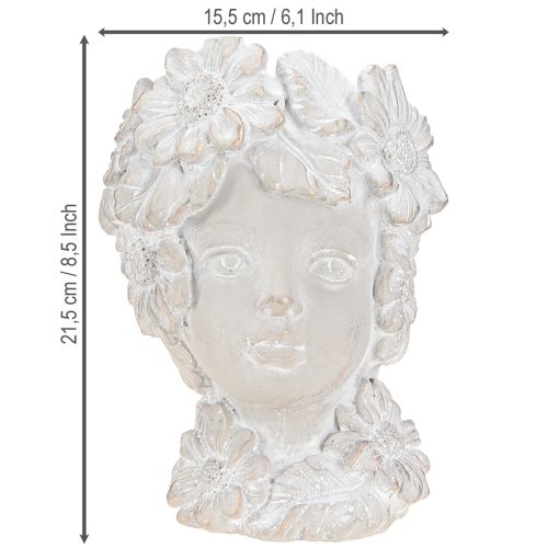 Artikel Buste lavet af støbt sten skulptur kvinde planter antik H21,5cm