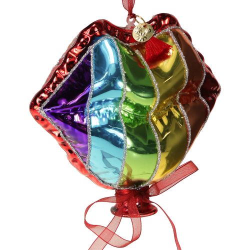 Artikel Farverige juletræskugler glasballoner hjerte kys mund 12cm 2 stk