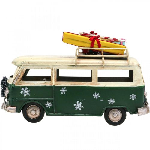 Floristik24 Julepynt bil Julebus vintage bus grøn 17cm
