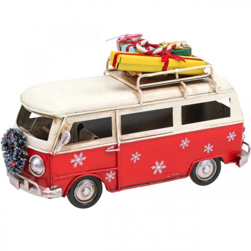 Floristik24 Julepynt Bil Jule Bus Vintage Bus Rød L17cm
