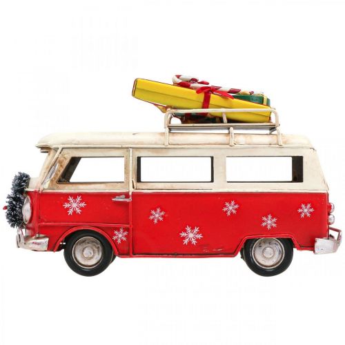 Floristik24 Julepynt Bil Jule Bus Vintage Bus Rød L17cm