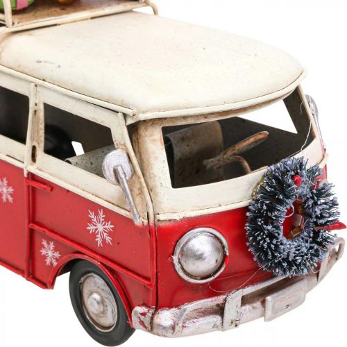 Floristik24 Julepynt Bil Jule Bus Vintage Bus Rød L17cm