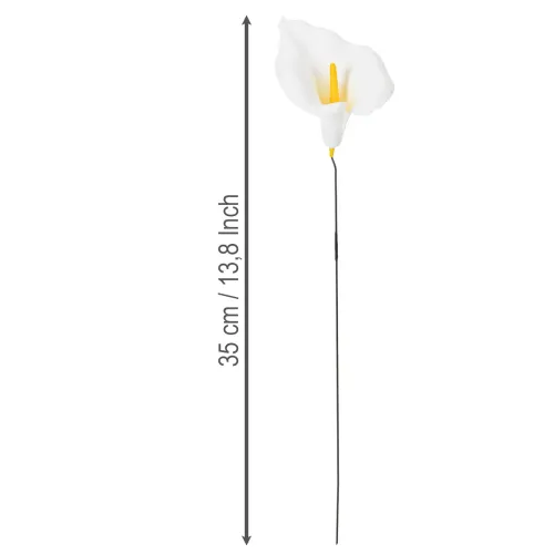 Kunstig calla med gul støvdrager, dekorative blomster, 35 cm, 10 stk. | Floristik24.dk