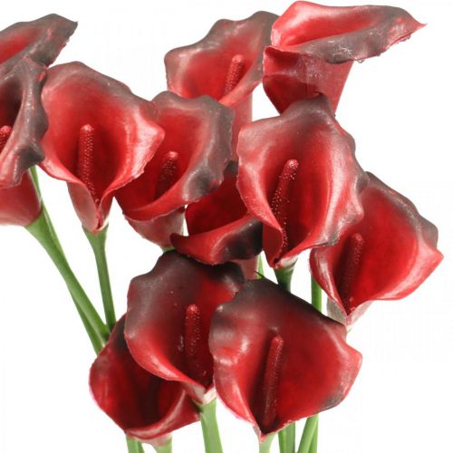 Calla røde bordeaux kunstige blomster i en flok 57cm 12stk
