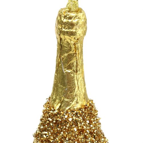 Artikel Champagne flaske til at hænge lys guld 13,5 cm