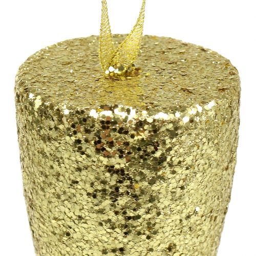 Artikel Bøjle champagneglas lysguld glitter 15cm nytårsaften og jul