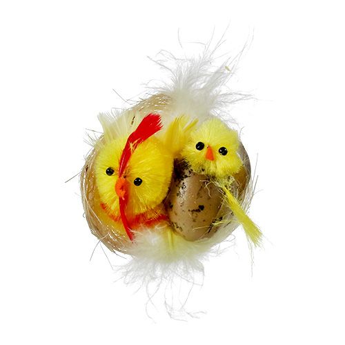 Floristik24 Chenille kyllinger i reden gule 5cm 4stk