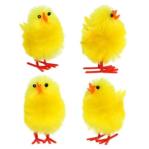 Floristik24 Chenille chick 4cm gul 4stk