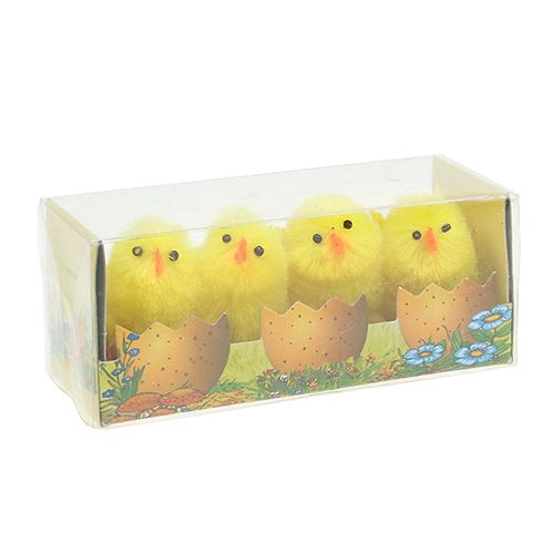 Floristik24 Chenille chick 4cm gul 4stk