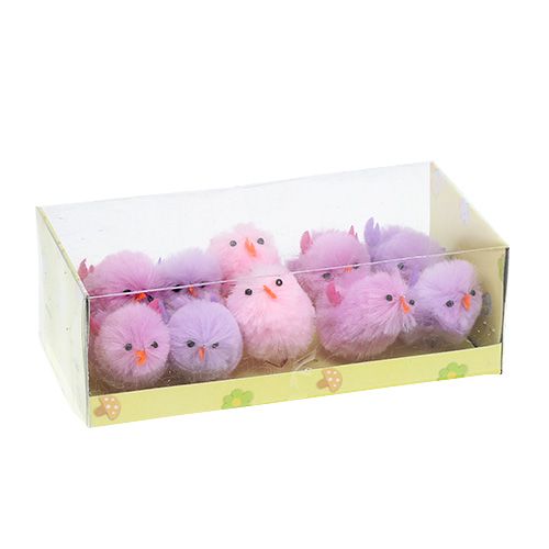 Floristik24 Chenille Chick Påske Chick Lilla, Pink Forårsdekoration 10 stk
