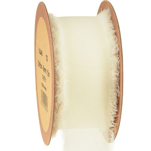 Artikel Chiffonbånd cremefarvet stofbånd med frynser 40mm 15m