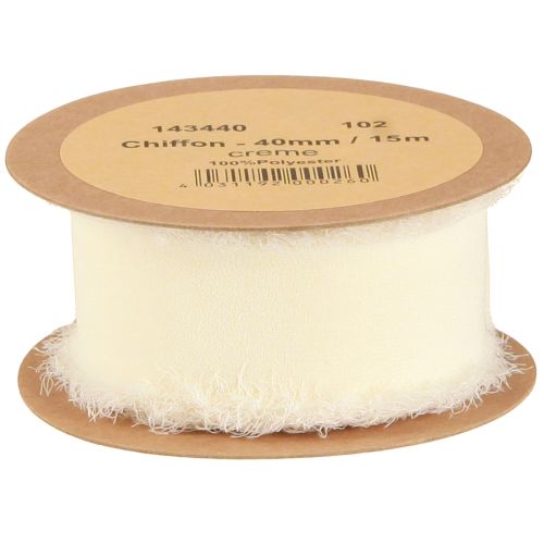 Artikel Chiffonbånd cremefarvet stofbånd med frynser 40mm 15m