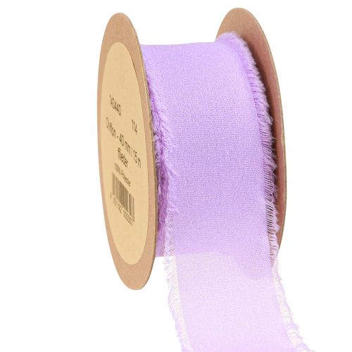Chiffonbånd lilla stofbånd med frynser chiffon 40mm 15m