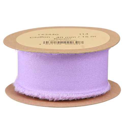 Artikel Chiffonbånd lilla stofbånd med frynser chiffon 40mm 15m