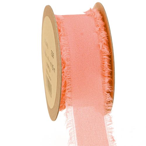 Artikel Chiffon bånd orange pastel stof bånd frynser 40mm 15m