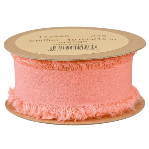 Artikel Chiffon bånd orange pastel stof bånd frynser 40mm 15m