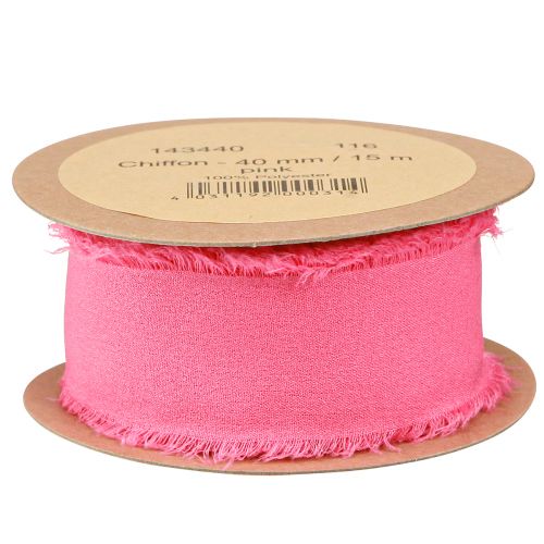 Artikel Chiffonbånd pink neon stofbånd med frynser 40mm 15m