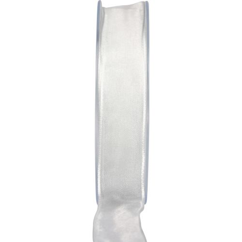 Floristik24 Chiffon bånd organza bånd dekorative bånd organza hvid 25mm 20m