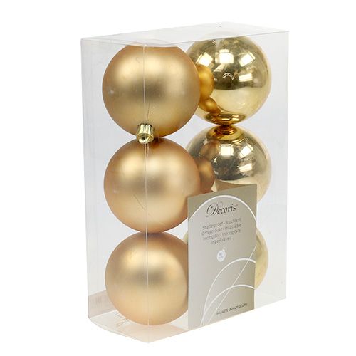 Artikel Juletræskugler plast guld 8cm 6stk