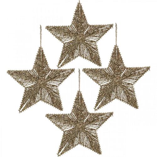 Artikel Juletræspynt, adventspynt, stjernevedhæng gylden B15cm 8 stk
