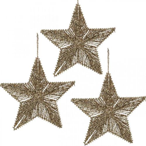 Juletræspynt, adventspynt, stjernevedhæng Gylden B20,5cm 6stk