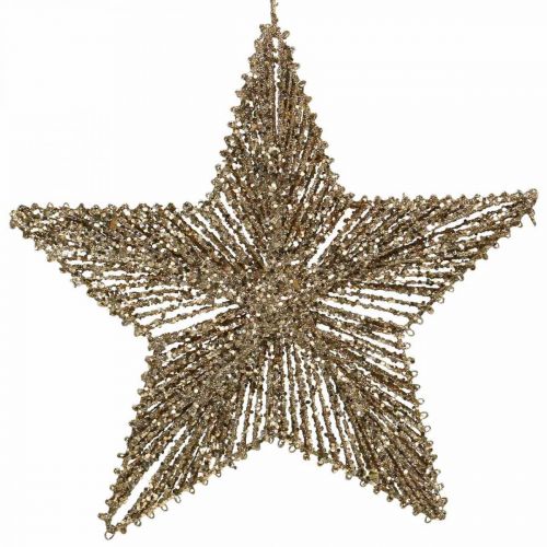 Juletræspynt, adventspynt, stjernevedhæng gylden B30cm 4stk
