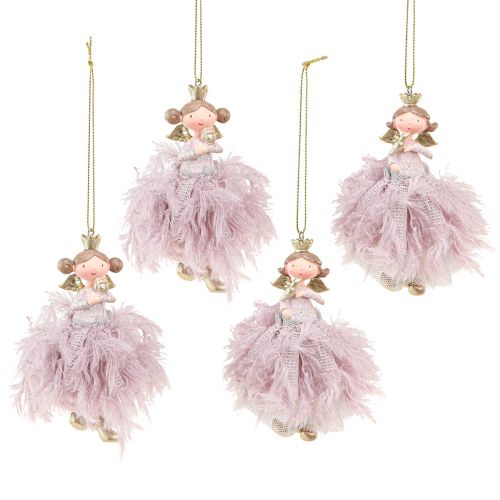 Floristik24 Juletræspynt engle dekoration prinsesse pink 11cm 4stk